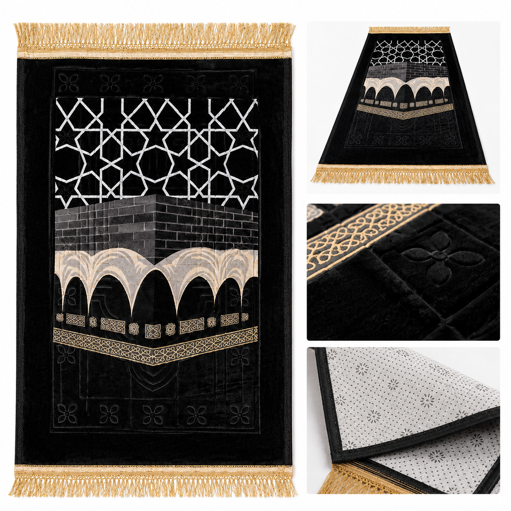 AM-P03 Black Gold Kaaba Prayer Mart detail collage