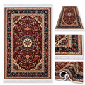 AM-P01 Burgundy Persian pattern prayer mart with floral medallion and fringe