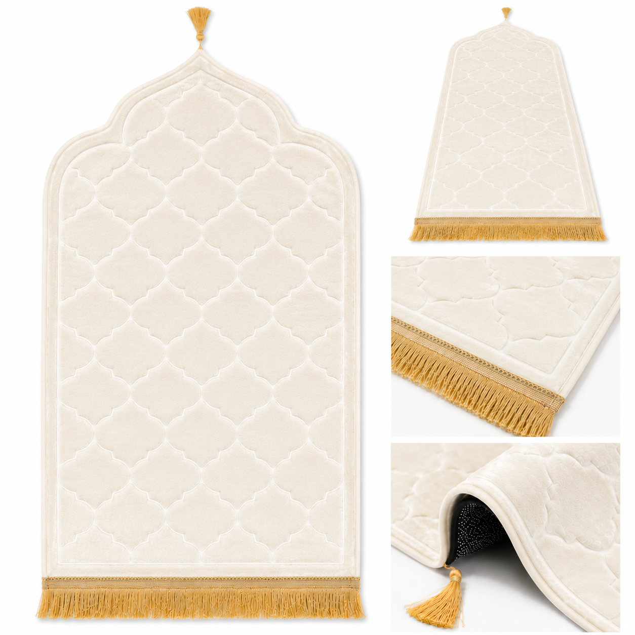 Ivory Cream AM-P02 Quilted Arch Prayer Mart