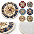 Mini Persian rug teapot mat color collection with close-up and backing detail