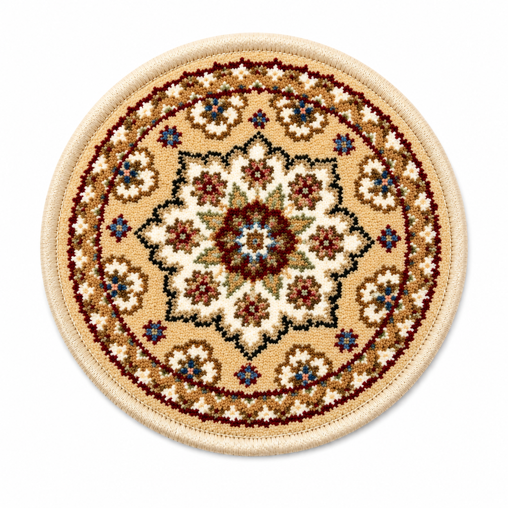 Sand Ivory mini Persian rug teapot mat round coaster
