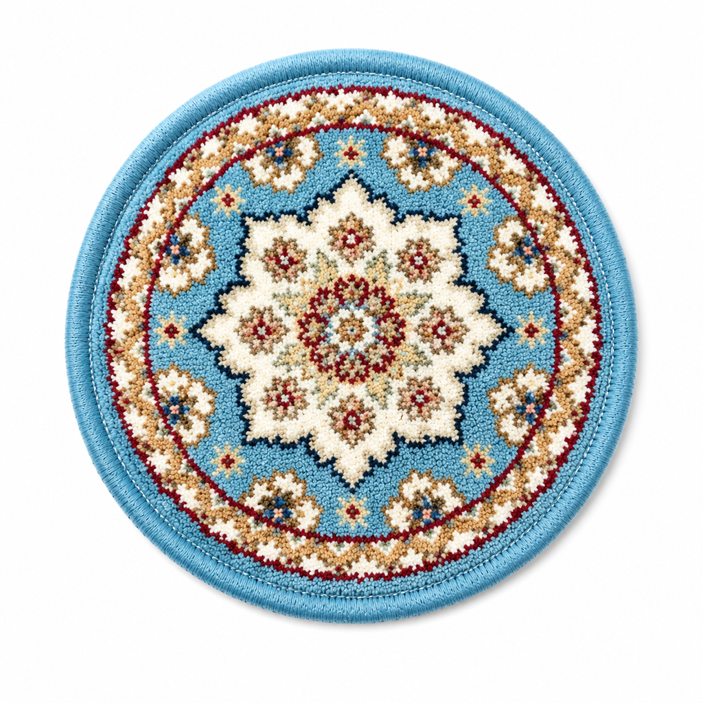 Sky Blue mini Persian rug teapot mat round coaster